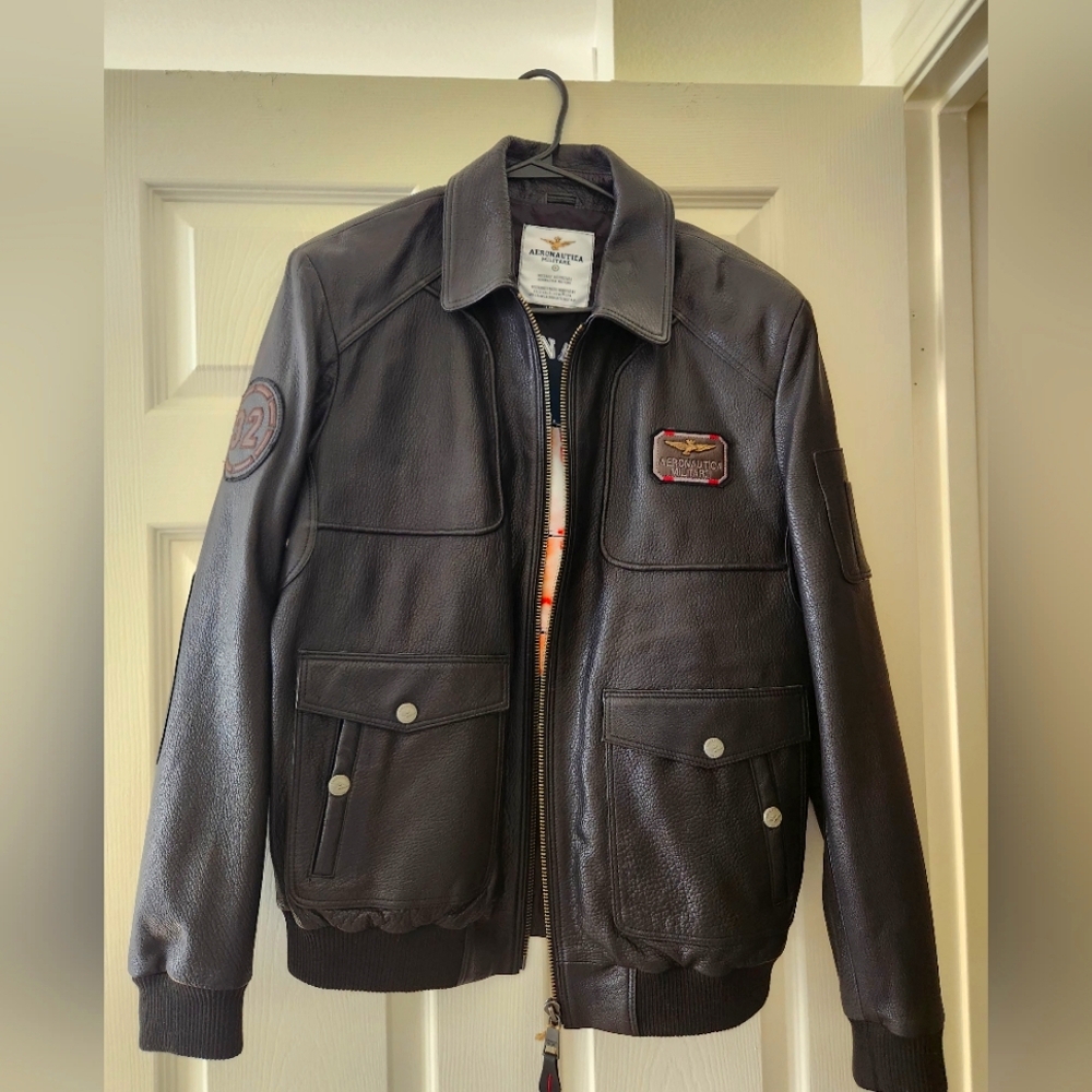 Men's genuine lamb leather bomber jacket
